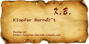 Klopfer Bernát névjegykártya